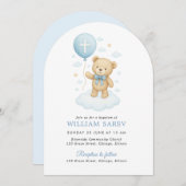 Invitation Baptême d'arc bleu pour bébé garçon (Devant / Derrière)