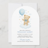 Invitation Baptême d'arc bleu pour bébé garçon (Devant)