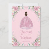 Invitation Baptême d'Arc d'Arc d'Argent Rose Chic (Dos)