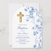 Invitation Baptême d'arc Fleur sauvage bleu français (Devant)