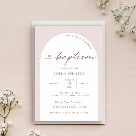 Invitation Baptême d'arc moderne et minimaliste
