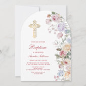 Invitation Baptême d'arche de roses (Devant)