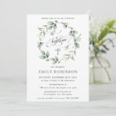 Invitation Baptême d'Argent Botanique Chic Greenery (Debout devant)