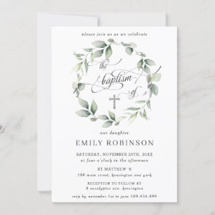 Invitation Baptême d'Argent Botanique Chic Greenery