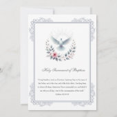 Invitation Baptême d'argent catholique Dove Roses roses roses (Dos)