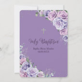 Invitation Baptême d'argent floral violet Lilac (Dos)