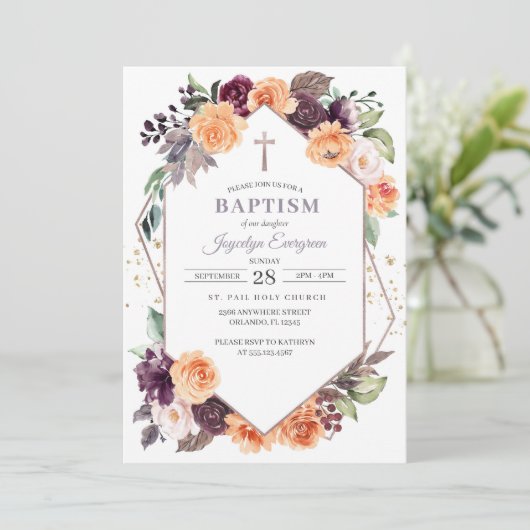 Invitation Baptême d'automne de la Pêche violette (Debout devant)