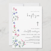 Invitation Baptême de baptême de la petite Croix de printemps (Devant)