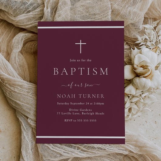 Invitation Baptême de Baptême du Maron de Bourgogne moderne B