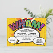 Invitation Baptême de baptême moderne amusant livre de bande  (Debout devant)