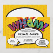 Invitation Baptême de baptême moderne amusant livre de bande  (Devant / Derrière)