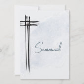 Invitation Baptême de baptême moderne Croix de lavage bleu mo (Dos)