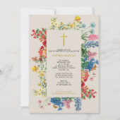 Invitation Baptême de baptême orthodoxe grecque botanique (Devant)