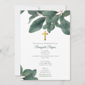 Invitation Baptême de baptême orthodoxe grecque Eucalyptus (Devant)