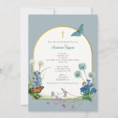 Invitation Baptême de baptême orthodoxe grecque Fleur sauvage (Devant)