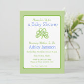 Invitation Baptême de bébé à la feuille de shamrock celtique (Debout devant)