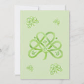 Invitation Baptême de bébé à la feuille de shamrock celtique (Dos)