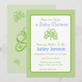 Invitation Baptême de bébé à la feuille de shamrock celtique (Devant / Derrière)