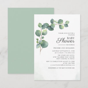 Invitation Baptême de bébé à l'aquarelle de verdure d'eucalyp