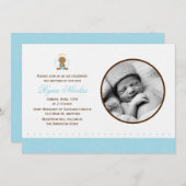 Invitation Baptême de bébé doux photo de garçon (Devant / Derrière)