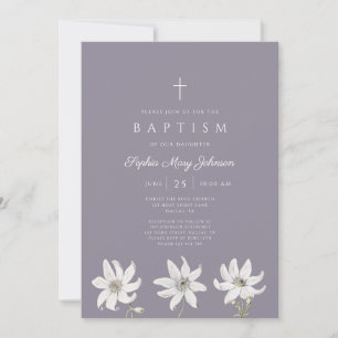 Invitation Baptême de bébé élégant floral de fleur sauvage