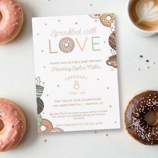 Invitation Baptême de bébé en Sprinkles avec amour