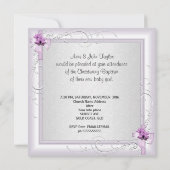 Invitation Baptême de Bébé Fille Blanc Lilas Rose (Dos)