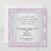 Invitation Baptême de bébé fille Blanc Rose (Dos)