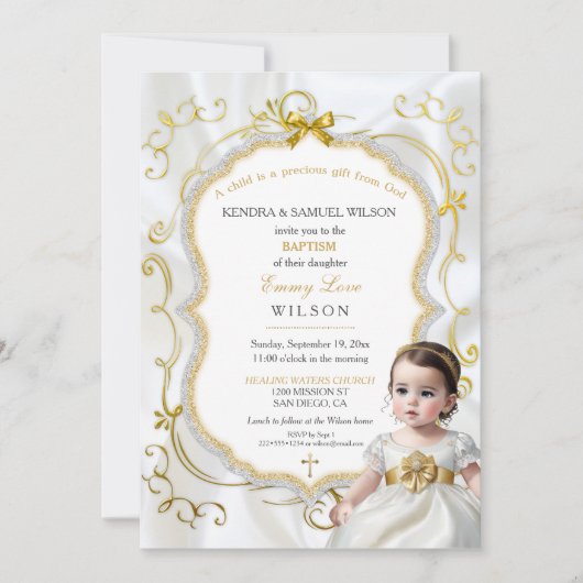 Invitation Baptême de bébé fille Communion Christening Bible (Devant)