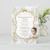 Invitation Baptême de bébé fille Communion Christening Bible (Debout devant)