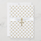 Invitation Baptême de bébé fille croix en or (Dos)