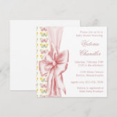 Invitation Baptême de Bébé Fille Papillon Rose Élégant (Devant / Derrière)