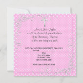Invitation Baptême de bébé filles jumelles rose (Dos)