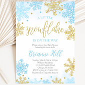 Invitation Baptême de Bébé Flocon de Neige Bleu