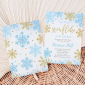 Invitation Baptême de Bébé Flocon de Neige Bleu
