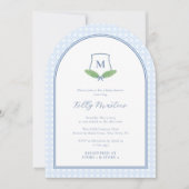 Invitation Baptême de bébé garçon avec monogramme d'arche mod (Devant)