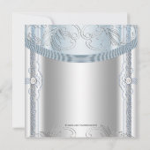 Invitation Baptême de bébé garçon Bleu Argenté (Dos)