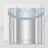 Invitation Baptême de bébé garçon bleu argenté (Dos)
