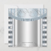 Invitation Baptême de bébé garçon bleu argenté (Dos)