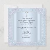 Invitation Baptême de bébé garçon bleu Croix Prince (Dos)
