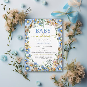 Invitation Baptême de bébé garçon Bohème Rustique aquarelle f
