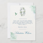 Invitation Baptême de bébé garçon mignon modifiable (Dos)
