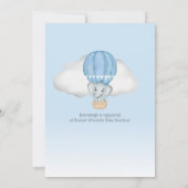 Invitation Baptême de bébé garçon Montgolfière éléphant C'est (Dos)