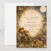 Invitation Baptême de bébé garçon Western Boho (Devant / Derrière)