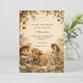 Invitation Baptême de bébé garçon Western Boho intemporel (Debout devant)