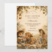 Invitation Baptême de bébé garçon Western Boho intemporel (Devant / Derrière)