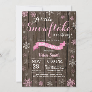 Invitation Baptême de bébé hivernal rustique Flocon de neige