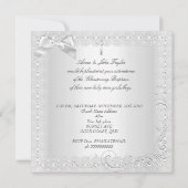 Invitation Baptême de bébé jumeaux fille garçon dentelle blan (Dos)