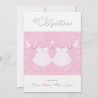 Invitation Baptême de bébé jumelle