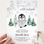 Invitation Baptême de bébé manchot argenté mixte
